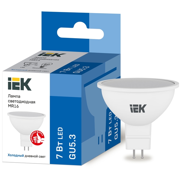 На фото: LED лампы и светильники lle-mr16-7-230-65-gu5 IEK (ИЭК) 