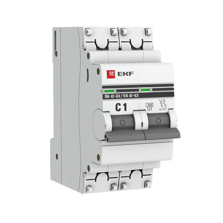 На фото: авт. выкл. 2p 1а (c) 4,5ka ва 47-63 ekf ЭКФ (ЕКФ)