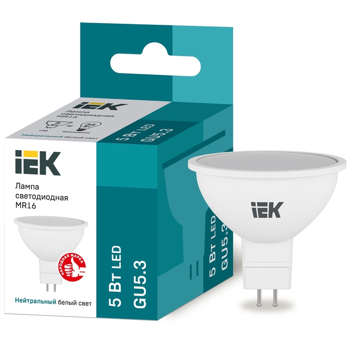 На фото: LED лампы и светильники lle-mr16-5-230-40-gu5 IEK (ИЭК) 