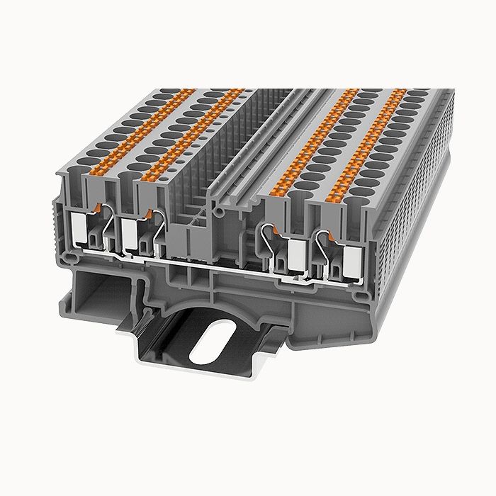 На фото: пружинные клеммы ds2.5-qu-mt-01p-11-00z(h) DEGSON (Дегсон) 