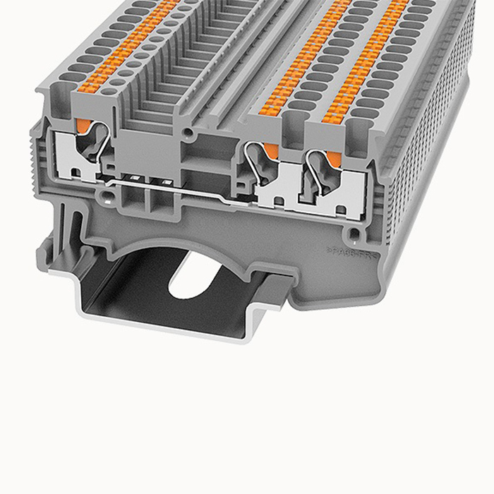 На фото: проходные пружинные клеммы ds1.5-tw-01p-11-00a(h) DEGSON (Дегсон) 