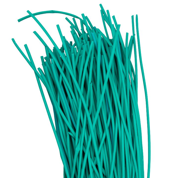 На фото: термоусадочная трубка тут нг 2/1 зеленая в отрезках по 1м ekf ЭКФ (ЕКФ)