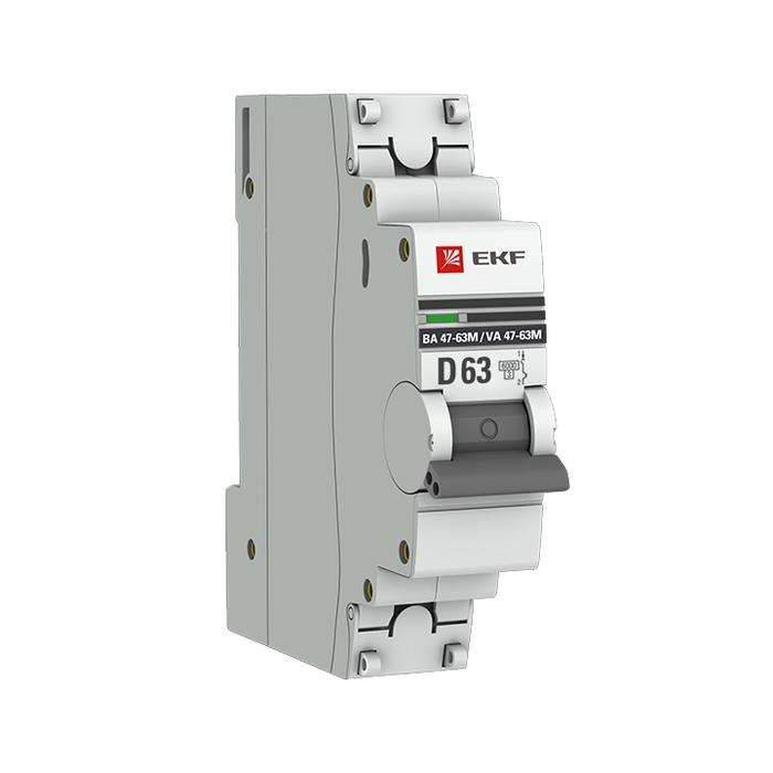 На фото: авт. выкл. 1p 63а (d) 6ка ва 47-63m без тепл. расцепит. ekf proxima ЭКФ (ЕКФ)