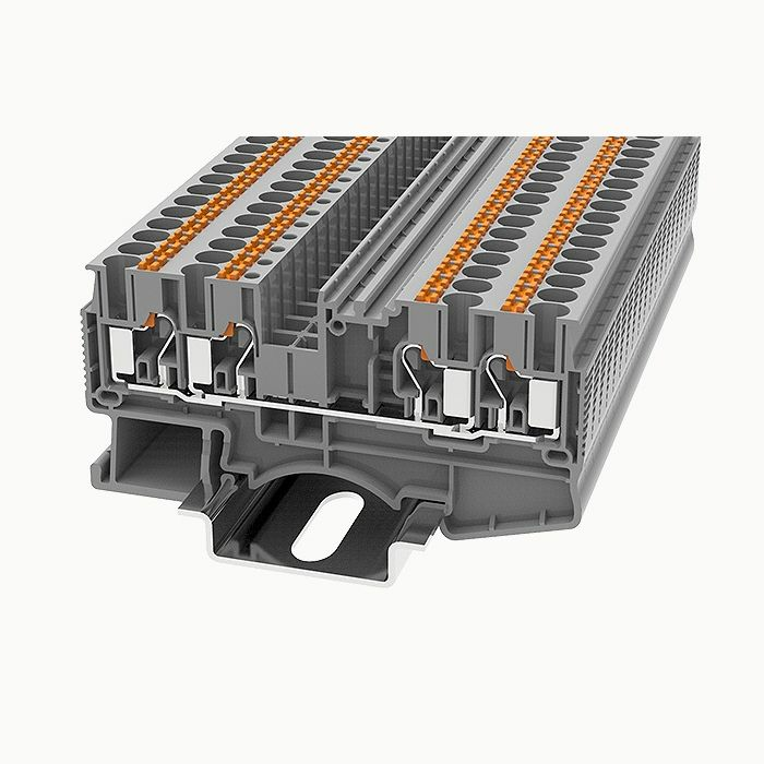 На фото: пружинные клеммы ds2.5-qu-mt-01p-11-00a(h) DEGSON (Дегсон) 